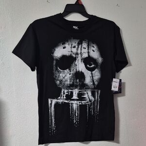 Men's Black Graphic Tee with  Friday The 13th Jason Voorhees Size M